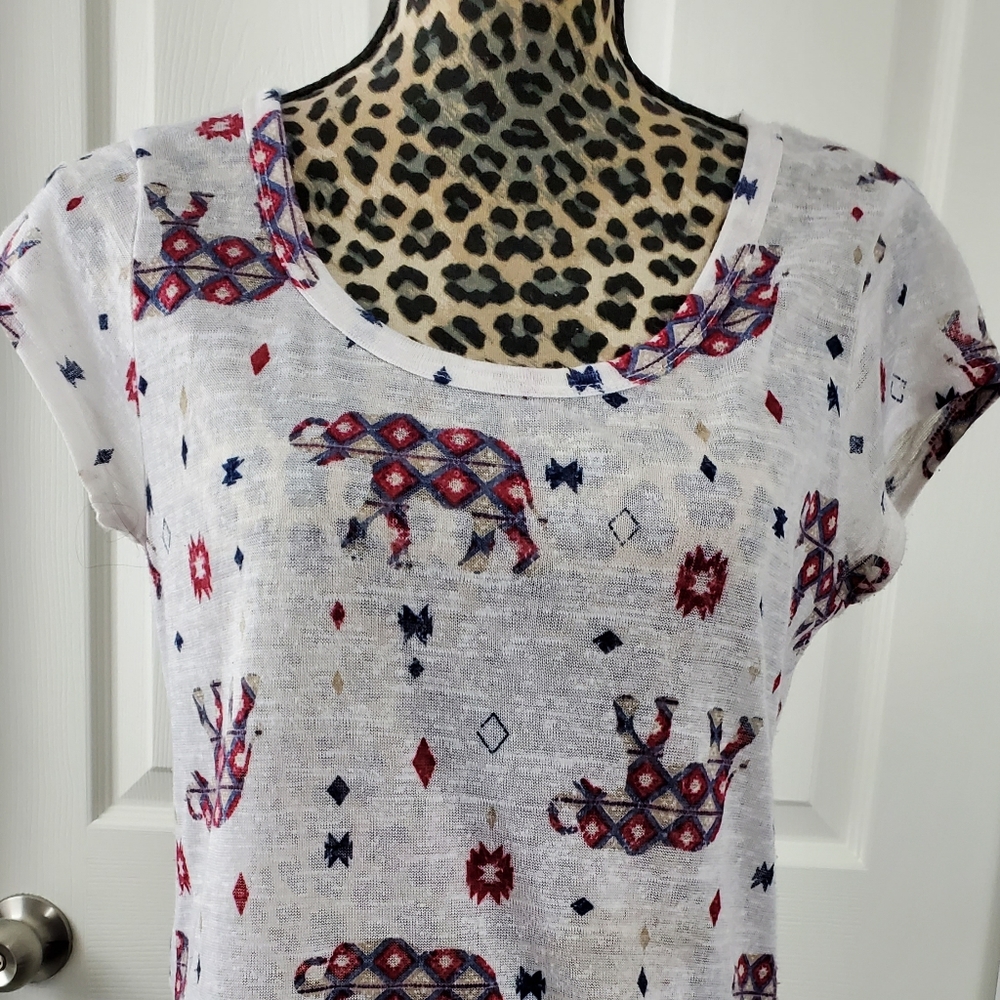 WF Boho Elephant Semi-Sheer Top